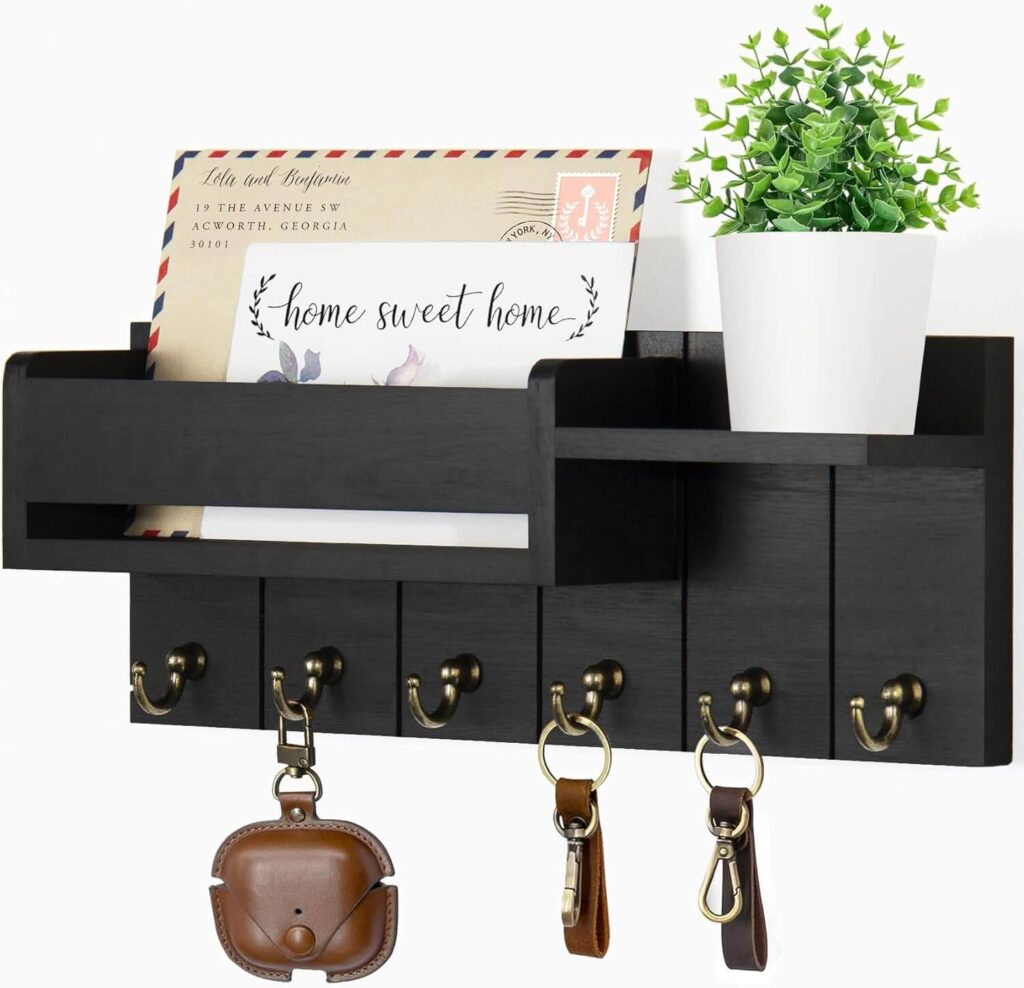 RelaxScene Black Painted Wood Wall-Mounted Key Holder