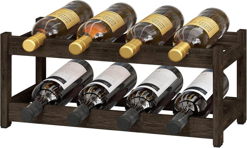 BAMEOS 2-Tier Bamboo Wine Rack