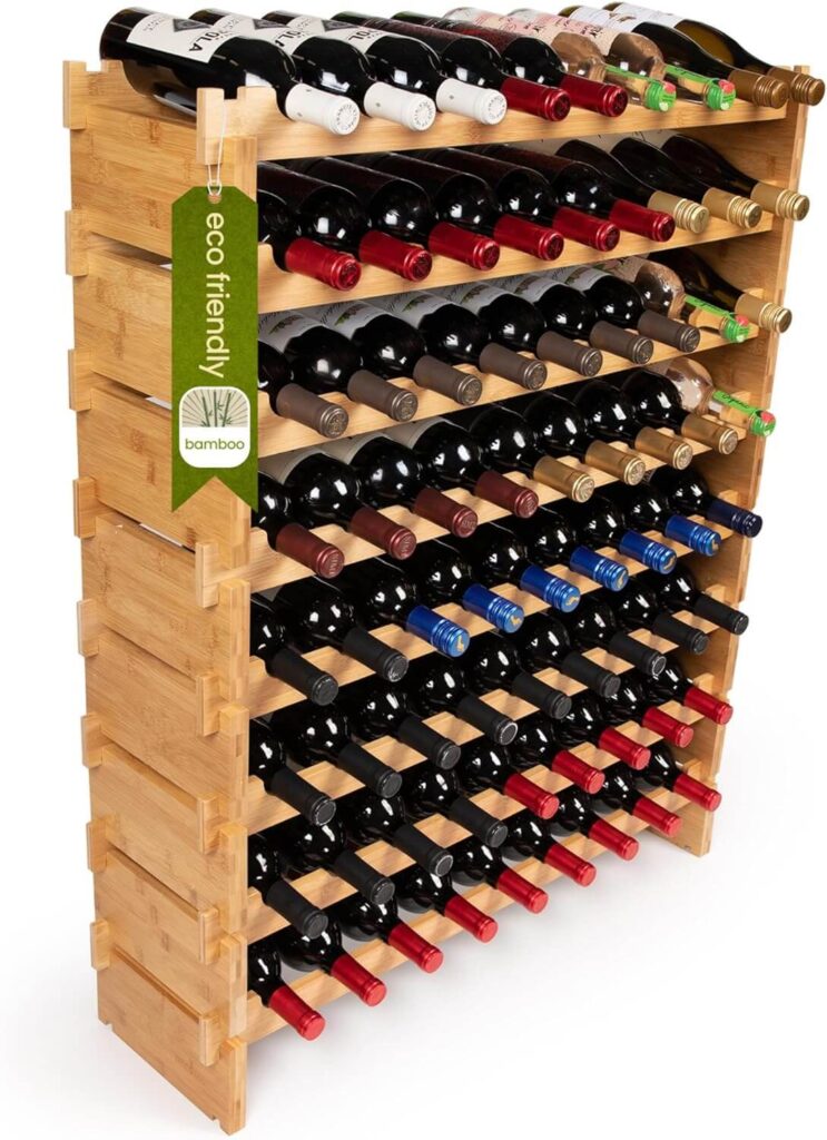 DECOMIL 8-Tier Bamboo Wine Rack