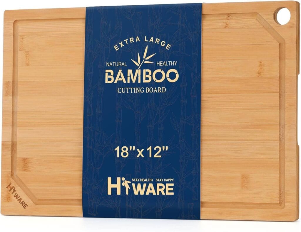 Hiware Large Bamboo Cutting Board – 18"x12" Eco-Friendly & Durable