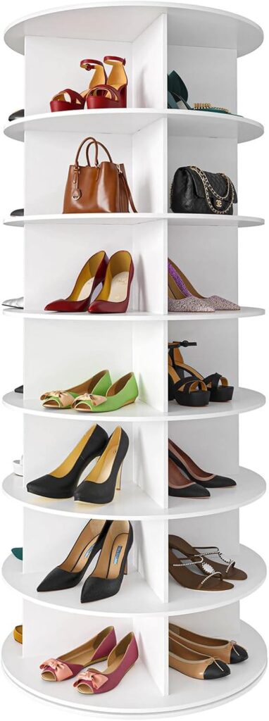 7-Tier Rotating Shoe Rack Tower – Space-Saving, Wall-Mounted Organizer for Shoes & Accessories
