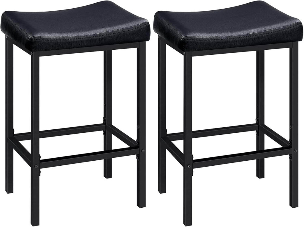 HOOBRO Black PU Saddle Bar Stools – Set of 2