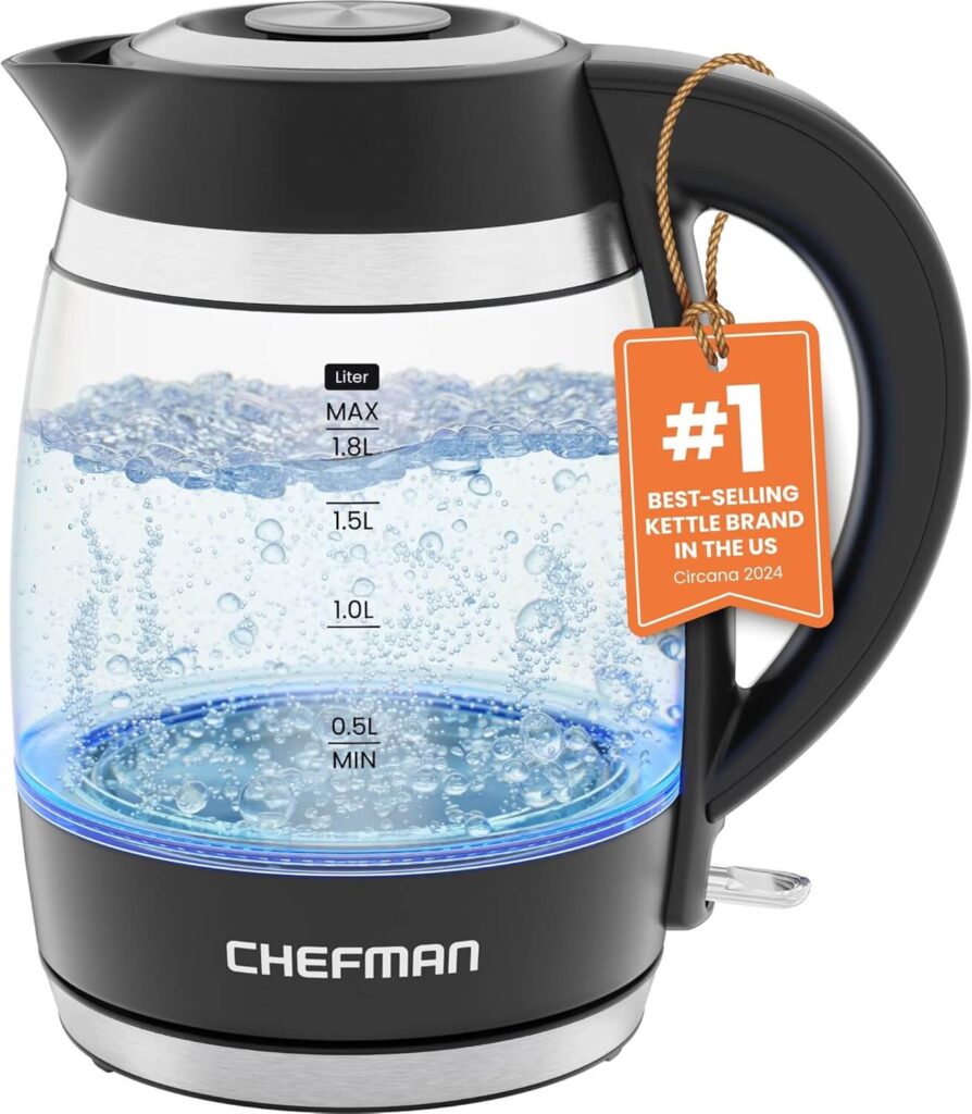 Chefman 1.8L Glass Electric Kettle – Fast, Safe & Stylish