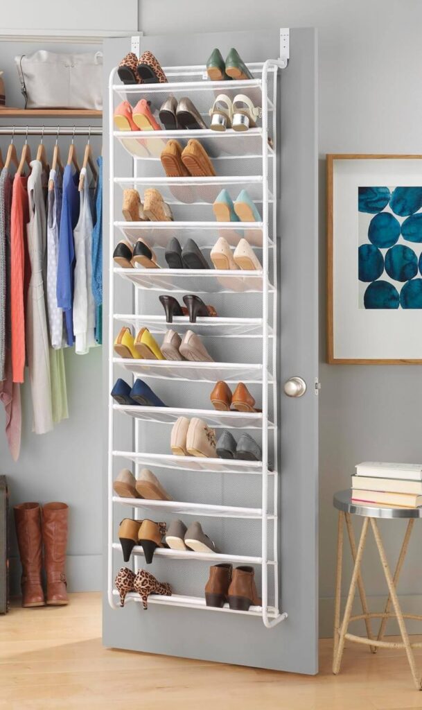 Whitmor Over-the-Door Shoe Rack Organizer – Durable Metal & Mesh, Holds 36 Pairs