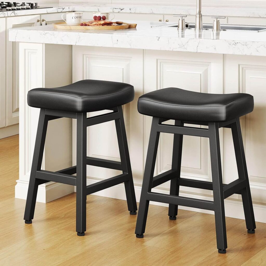 Raynesys All Black Counter Height Bar Stools – Set of 2