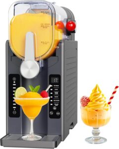 UJR no-ice-needed frozen drink and soft-serve ice cream maker with 6 presets, temperature display, and FastChilL technology.