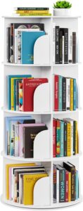 Modern 4-tier SpaceAid rotating bookshelf tower for space-saving book storage