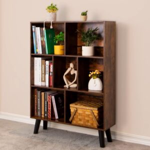 Stylish vintage-style 7-cube bookshelf with retro design for home or office