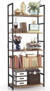 Waterproof and scratch-resistant NUMENN 5-tier industrial bookshelf for modern interiors