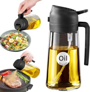 YARRAMATE 470ml olive oil spray bottle with dual function for air fryer, BBQ, and healthy cooking – includes labels for organization.
