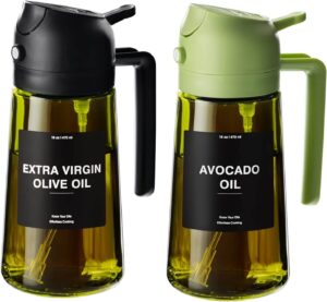 CXINYI 2-in-1 oil sprayer and dispenser with light-proof borosilicate glass – ideal for cooking, salad, and air fryer use.