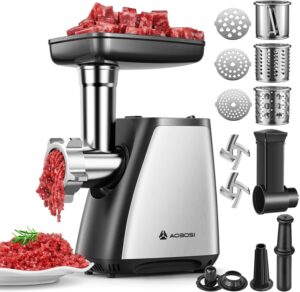 AAOBOSI 2800W 4-in-1 electric meat grinder with sausage maker, kubbe kit, and 3 shredding blades