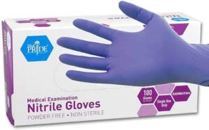 MedPride large size blue nitrile gloves, powder-free and puncture-resistant, for medical and cleaning tasks